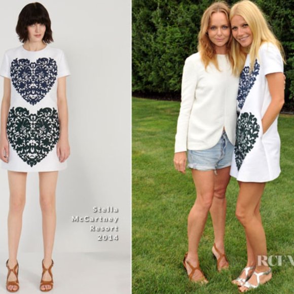 Stella McCartney White Silk Wool Mini Dress Embroidered Hearts - Picture 16 of 16